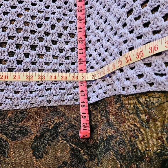 Lilac/mauve crotchet cotton afghan, throw, wrap, cover, blanket, NWOT, handmade - Picture 5 of 6